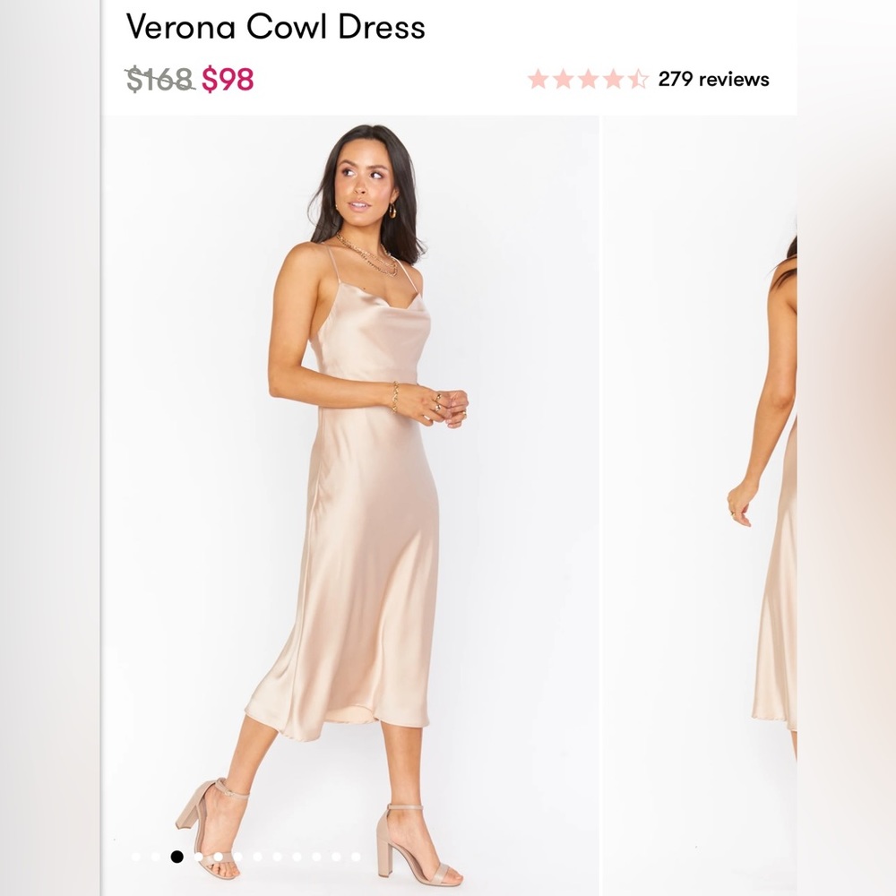 Show Me Your Mumu - Verona Cowl Dress, Champagne Luxe Satin, XS